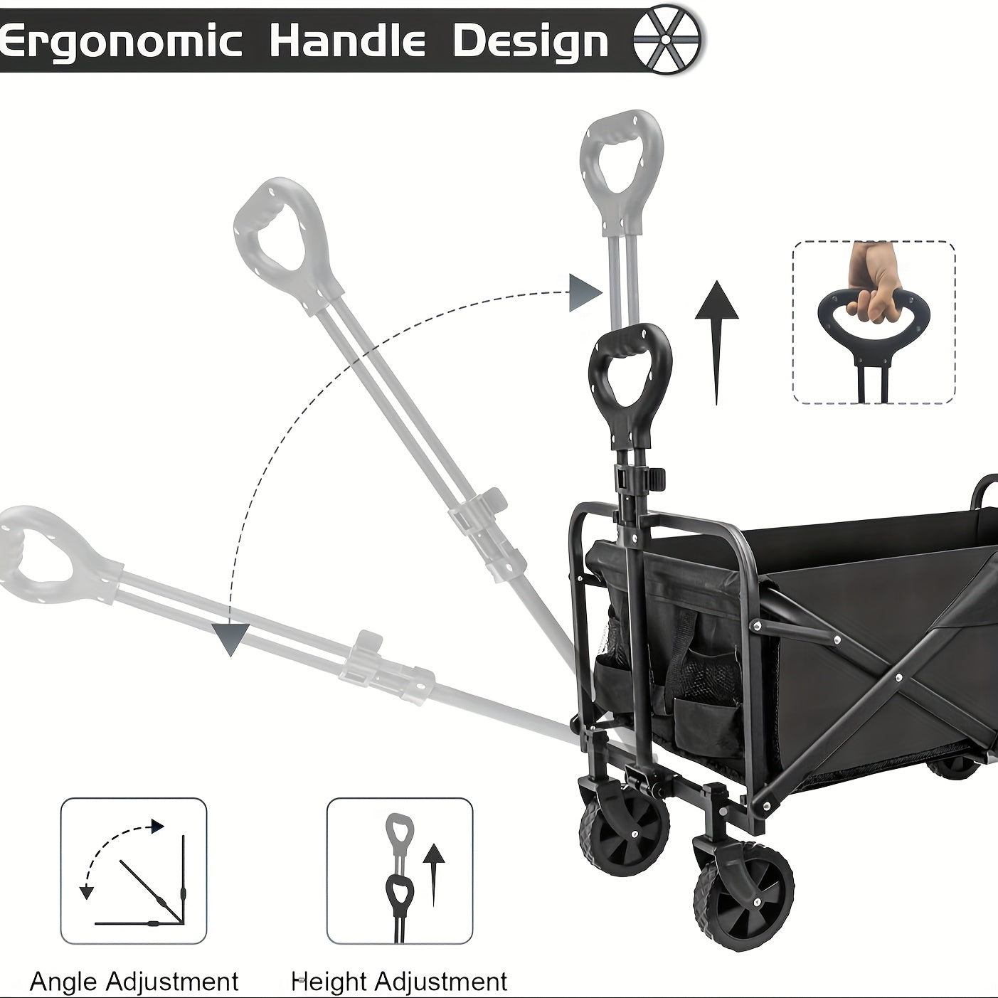 Car Portable Folding Station Wagon - Folding, Heavy Duty Wheels, Multi-functional for Beach, Camping & Grocery Shopping -  Can Carry 330lbs - For Outdoor Enthusiasts & Families