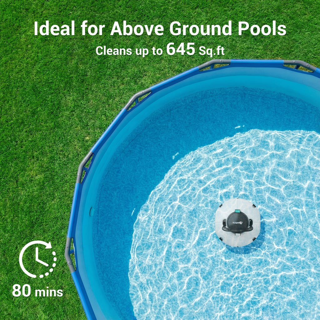 Swimming Pool Robot Vacuum Cleaner, Transparent Designed Pool Vacuum Cleaner with Strong Suction Power, Suitable for Flat Swimming Pools Over 35 Feet, Powerful And Long-Lasting