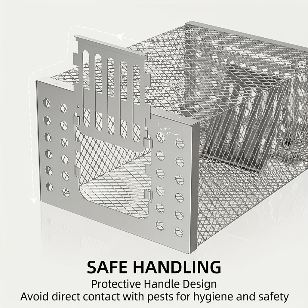 High-efficiency Automatic Mousetrap-designed for Continuous Catching, Metal Structure, Galvanized Rust Prevention, One-way Entrance And No Exit Design, Suitable for Indoor And Outdoor Pest Control, Without Power Battery.