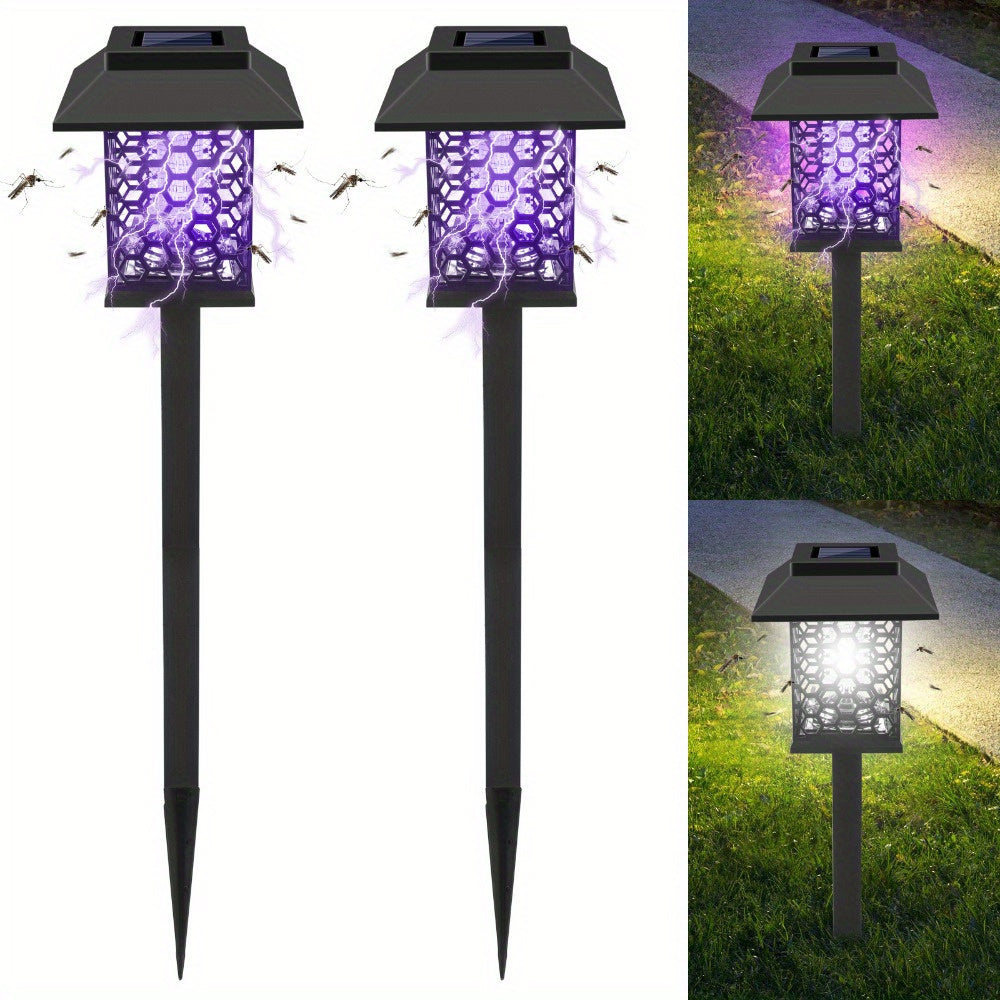 Solar Bug Zapper Outdoor 2/4 Pack Garden Mosquito Zapper IP44 Cordless Rechargeable Auto On/Off Flying Insect Zapper Mosquito Lamp Catcher Decorative Light for Patio