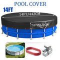 18ft Round Pool Cover for Above Ground Swimming Pools, Black Heavy Duty Outdoor Pool Cover with Steel Cord, Waterproof Dustproof Pool Protector for Inflatable & Frame Pools, Backyard Pool Accessories