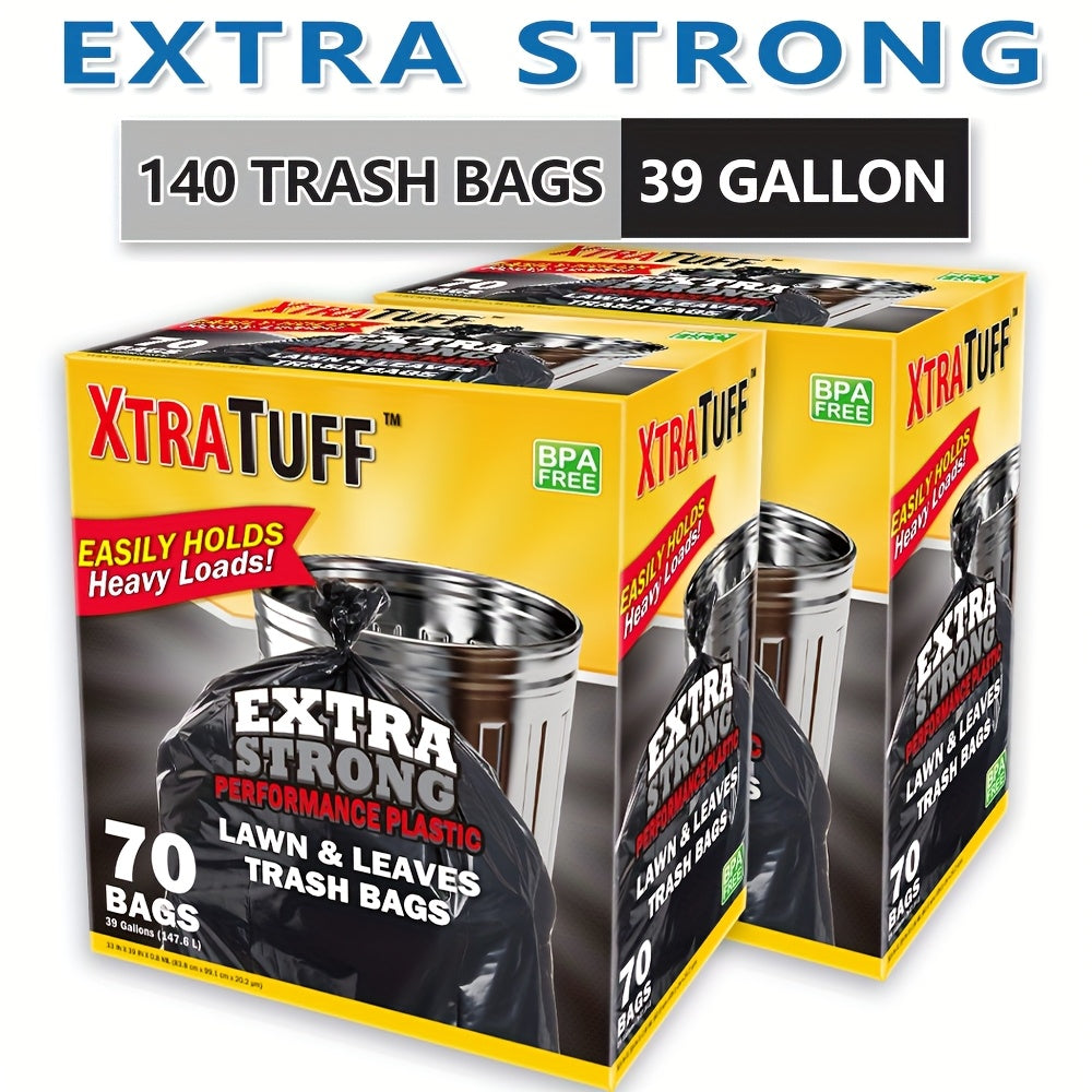Boxed Disposable Garbage Bag 2 Boxes of 140pcs Puncture Tear Resistant Trash Bags, 39 Gallon Capacity, Large 33 X 39 Inch Multipurpose Cleaning Supplies for Industrial, Garden, Home, And Commercial Use - Durable, Leak-Proof, And Easy to Use