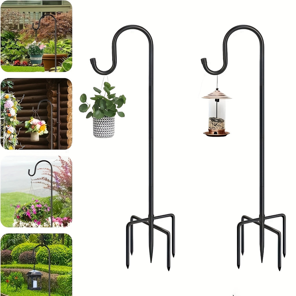 2 Outdoor Shepherd Hooks, Heavy-duty Bird Feeders with 5 Forked Bases, Adjustable Outdoor Shepherd Hooks, Garden, Wedding, Hanging Plant Bird Feeders, Anti-rust Metal, Easy to Install, Multi-functional Farmhouse Decoration
