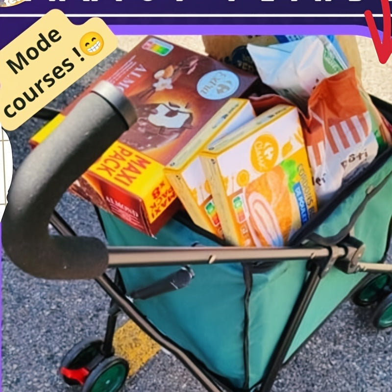 4 Wheel Folding Garden Wagon Cart | Heavy Duty 26.42gal Utility Wagon with Removable Canvas Bag | for Gardening, Yard Work, Farming, Grocery Shopping | Load Capacity 176.37LB
