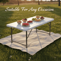 4 FT Plastic Folding Camping Table, 3-Level Adjustable Height Portable Table, HDPE Indoor Outdoor Table for Party, Picnic, Dining, Garden & Party Activities, White