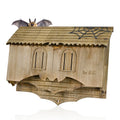 A Wooden Bat House Designed Like a Castle, Featuring a Gatehouse, Tower, And Curtain Wall. This Spacious Bat Box Has 2/3 Chambers for Ventilation, Making It Perfect for Attracting Bats Outdoors And Is Easy to Install