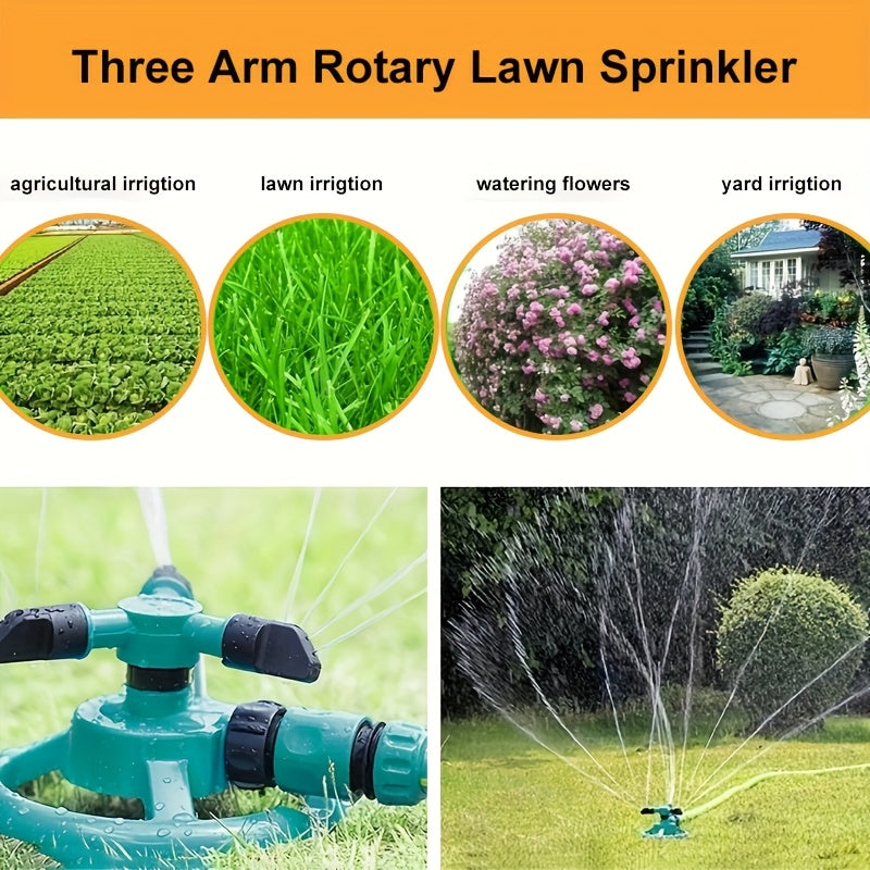 Garden Sprinkler - 360 -Degree Rotation - Efficient Watering for Lawns & Plants | Easy Setup & Water-Saving