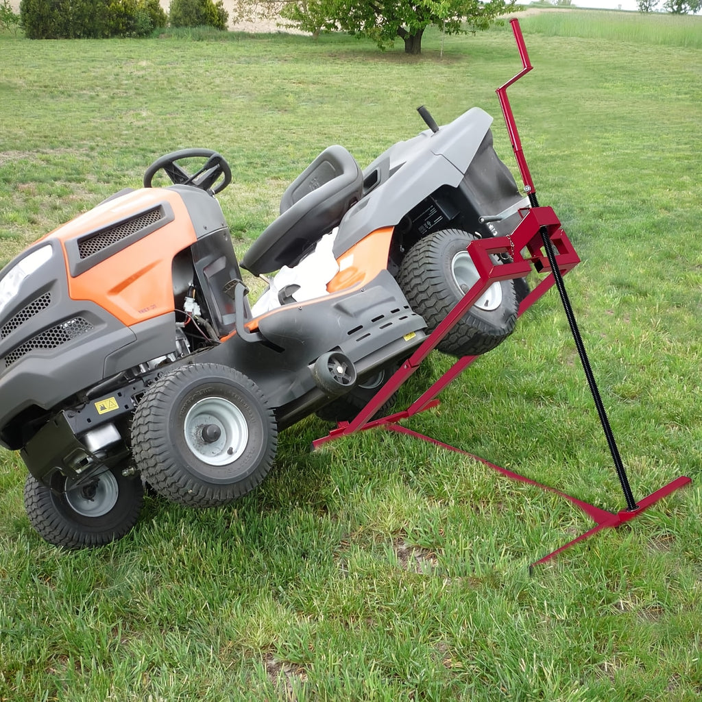 Lawn Mower Lift Jack, 880 Lbs Capacity Telescopic Maintenance Jack with Manual Handle And Power Tool Extension Handle, Adjustable Height - Lawn Mower Lift Table for Garden Tractors/Riding Lawn Mower