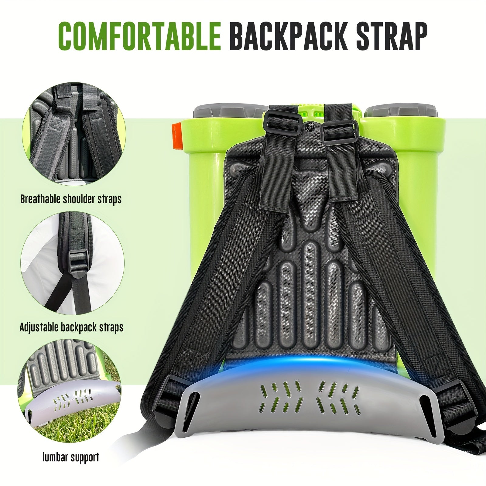 3.2 Gallon Backpack Sprayer Battery Powered, 0-80 PSI Adjustable Pressure Sprayer Compatible with 18V Battery, Electric Sprayer with Steel Telescopic Spray Wand, 5 Nozzles, 2.0Ah Battery&Charger Included