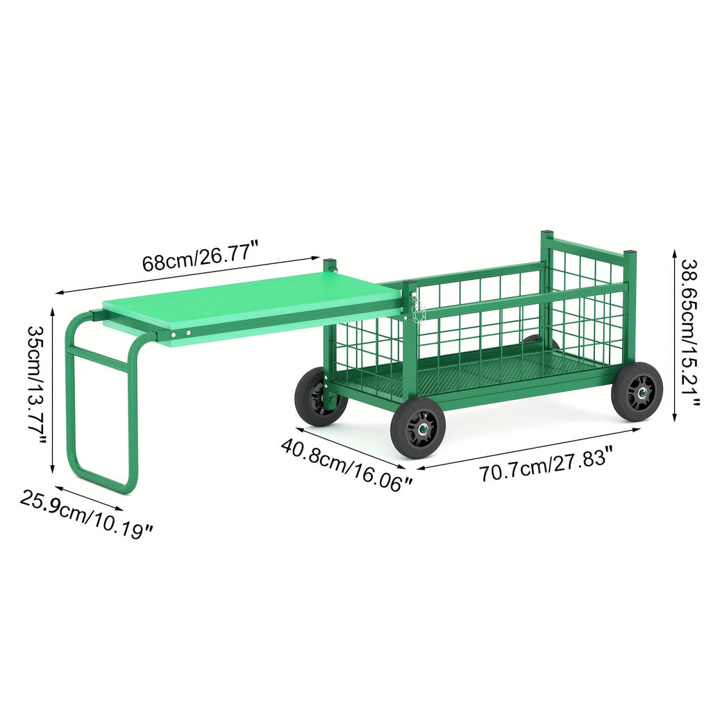 Wheeled Garden Work Seat Cart, Upgraded Heavy-Duty Gardening Cart with Seat, Two-Sitting Positions Garden Cart, Gardening Tool Storage, Ergonomic Design, No Electricity Needed, Suitable for Gardening Workers and Enthusiasts, Middle-Aged and Elderly, Men,