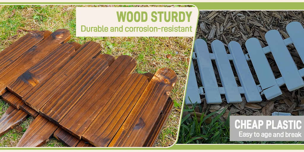 1pc 47.2-Inch Wooden Garden Edging, Decorative Small Picket Panels for Flower Bed Barriers And Landscape Fencing