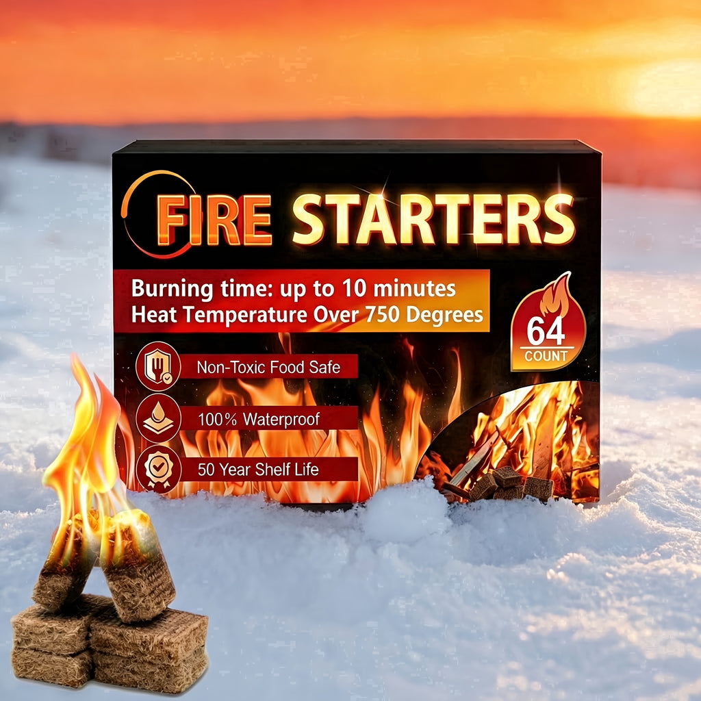 Fire Starter, Easy-Burning Fire Starter Squares for Wood Stoves, Campfires, Grill Pit And Fireplace, Natural & Waterproof BBQ Fire Starters, 64 Mini Square