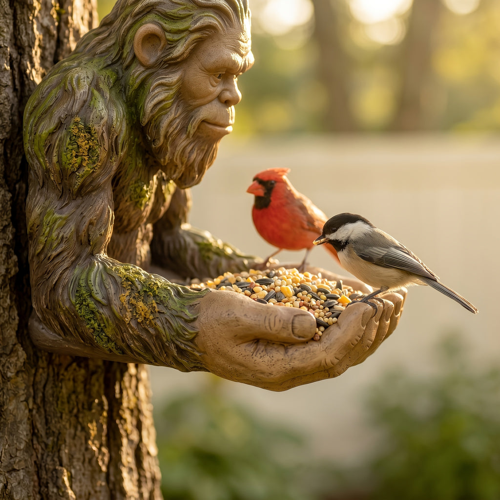 A Unique Small Bigfoot Bird Feeder, Specially Designed for Wild Birds, Featuring A Quirky Woodsman, Can Attract More Birds to Your Garden And Is Suitable for Durable Outdoor Use.