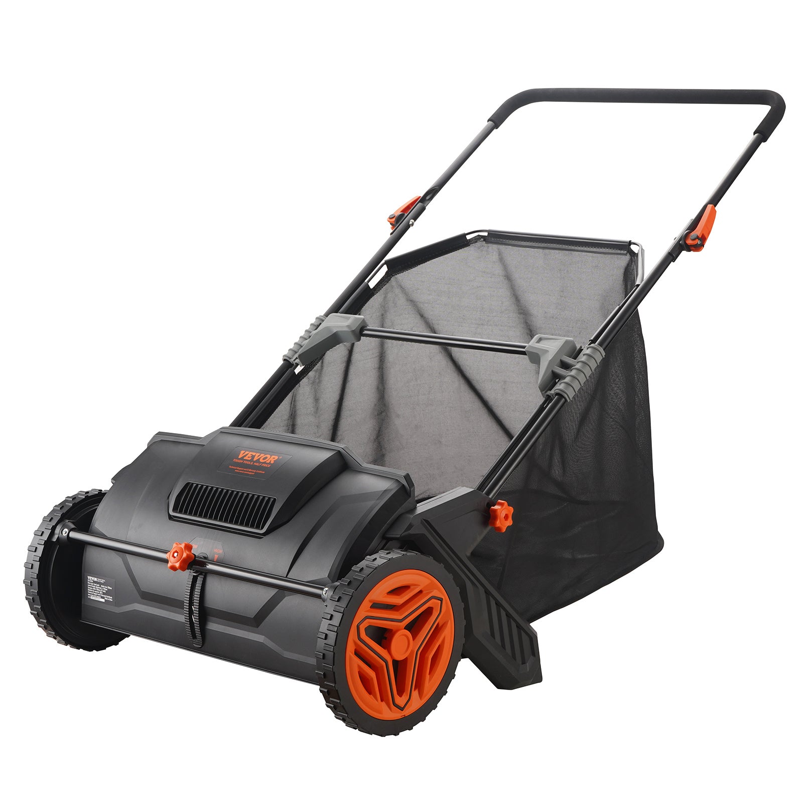 VEVOR Push Lawn Sweeper, 21-inch Leaf & Grass Collector, Strong Rubber Wheels & Heavy Duty Thickened Steel Durable to Use with Large Capacity 3.5 cu. ft. Mesh Collection Bag, 2 Spinning Brushes