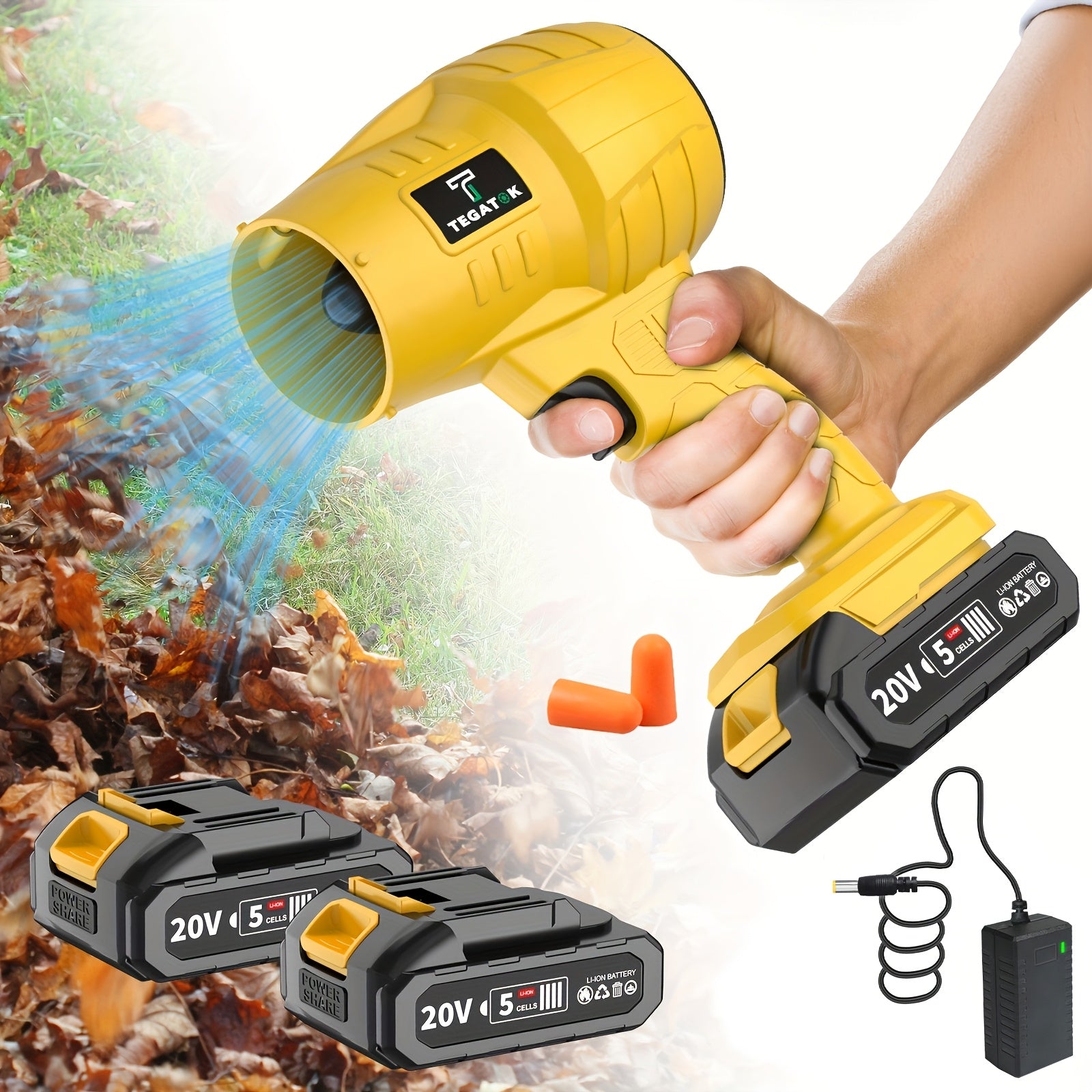 Turbo Blower, 20000RPM Electric Cordless Leaf Blower, 20V 2.0/4.0AH Battery Jet Dry Blower, High Pressure Air Blower, Jet Blower Car Dryer, Hand Held Snow Blower, Home Outdoor, Blowing Leaves And Dust, Birthday Or Holiday Gifts