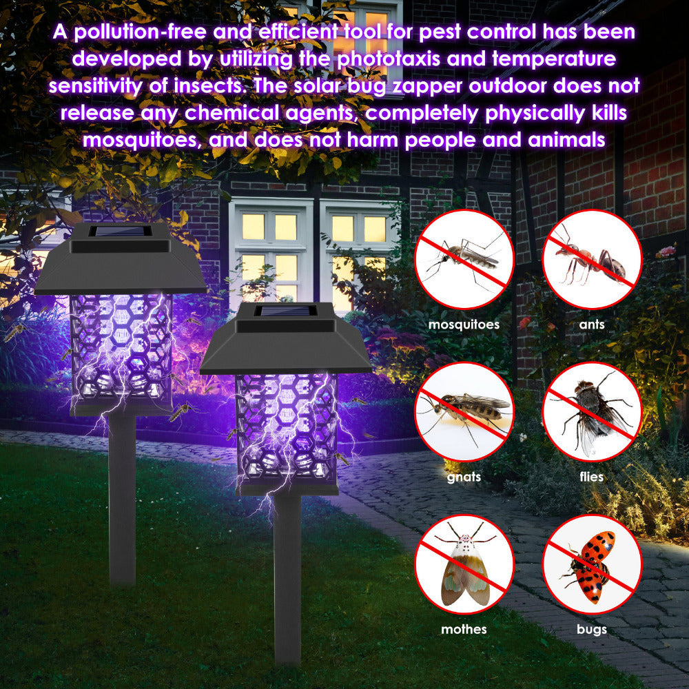 Solar Bug Zapper Outdoor 2/4 Pack Garden Mosquito Zapper IP44 Cordless Rechargeable Auto On/Off Flying Insect Zapper Mosquito Lamp Catcher Decorative Light for Patio
