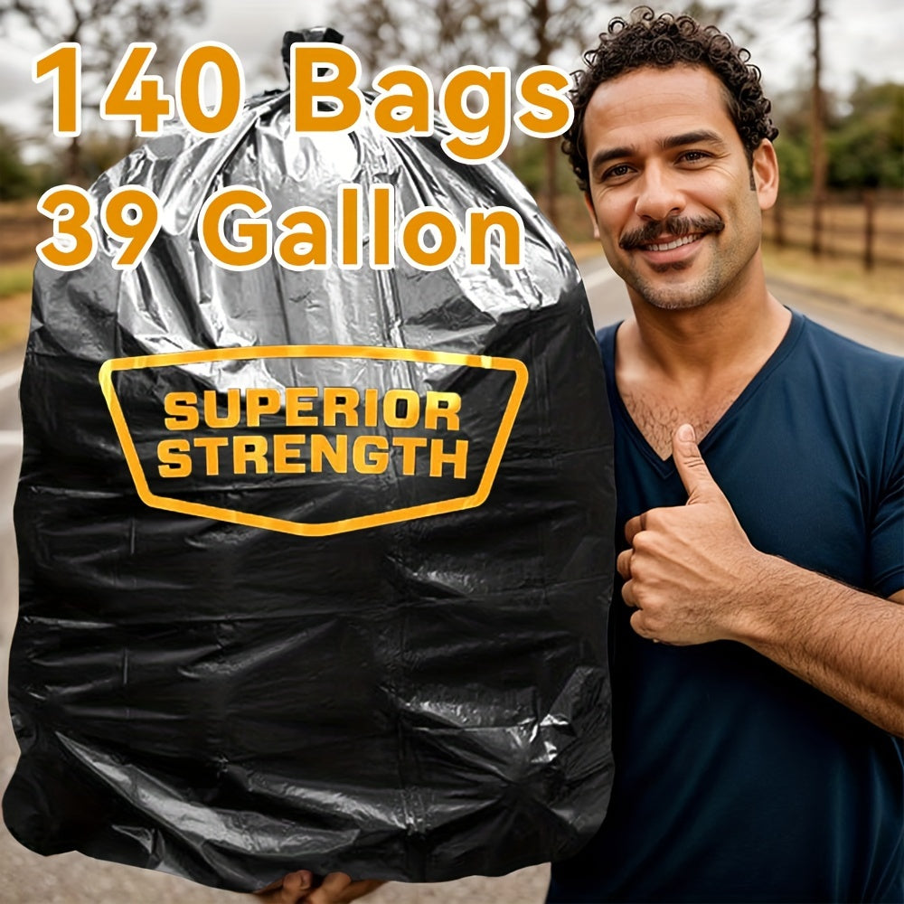 Boxed Disposable Garbage Bag 2 Boxes of 140pcs Puncture Tear Resistant Trash Bags, 39 Gallon Capacity, Large 33 X 39 Inch Multipurpose Cleaning Supplies for Industrial, Garden, Home, And Commercial Use - Durable, Leak-Proof, And Easy to Use