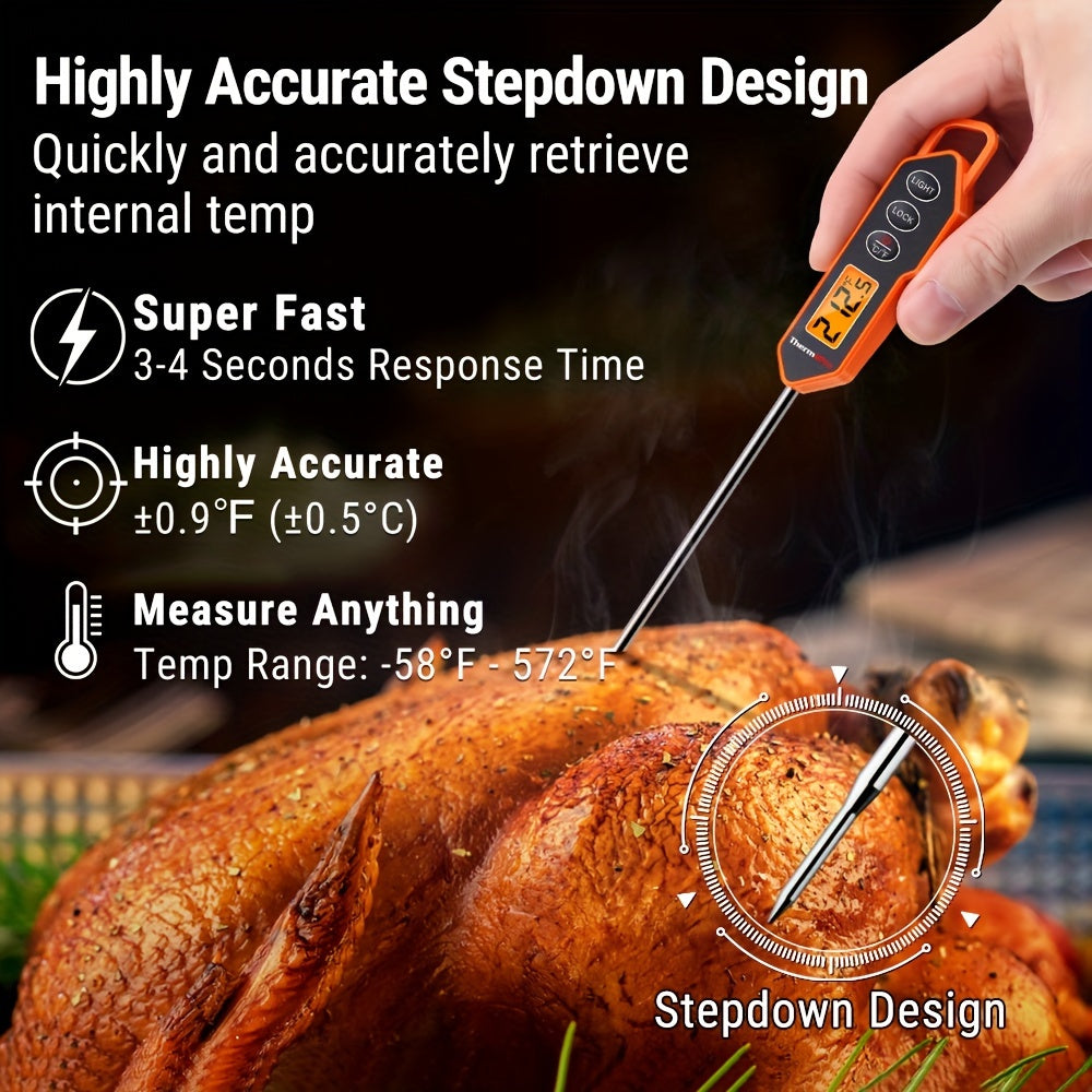 ThermoPro TP01H Digital Meat Thermometer For Cooking Candle Liquid Deep Frying Oil Candy, Kitchen Food Instant Read Thermometer With Super Long Probe, Backlit, Lock Function
