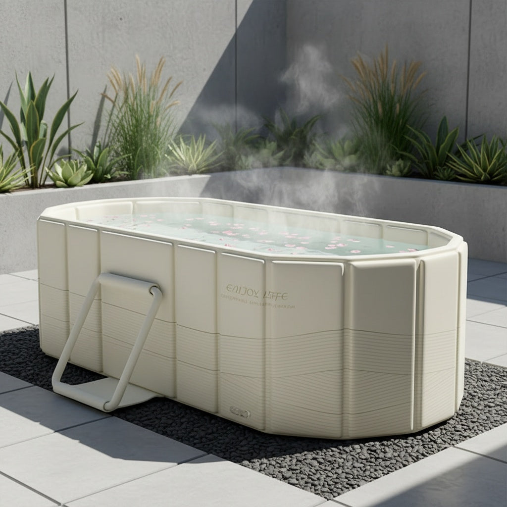 Portable Hot Tub for Home Gym, Quick Setup. Portable Hot Tub - No Installation Required, Foldable Storage, Dual Drainage Design - Ideal Christmas Gift