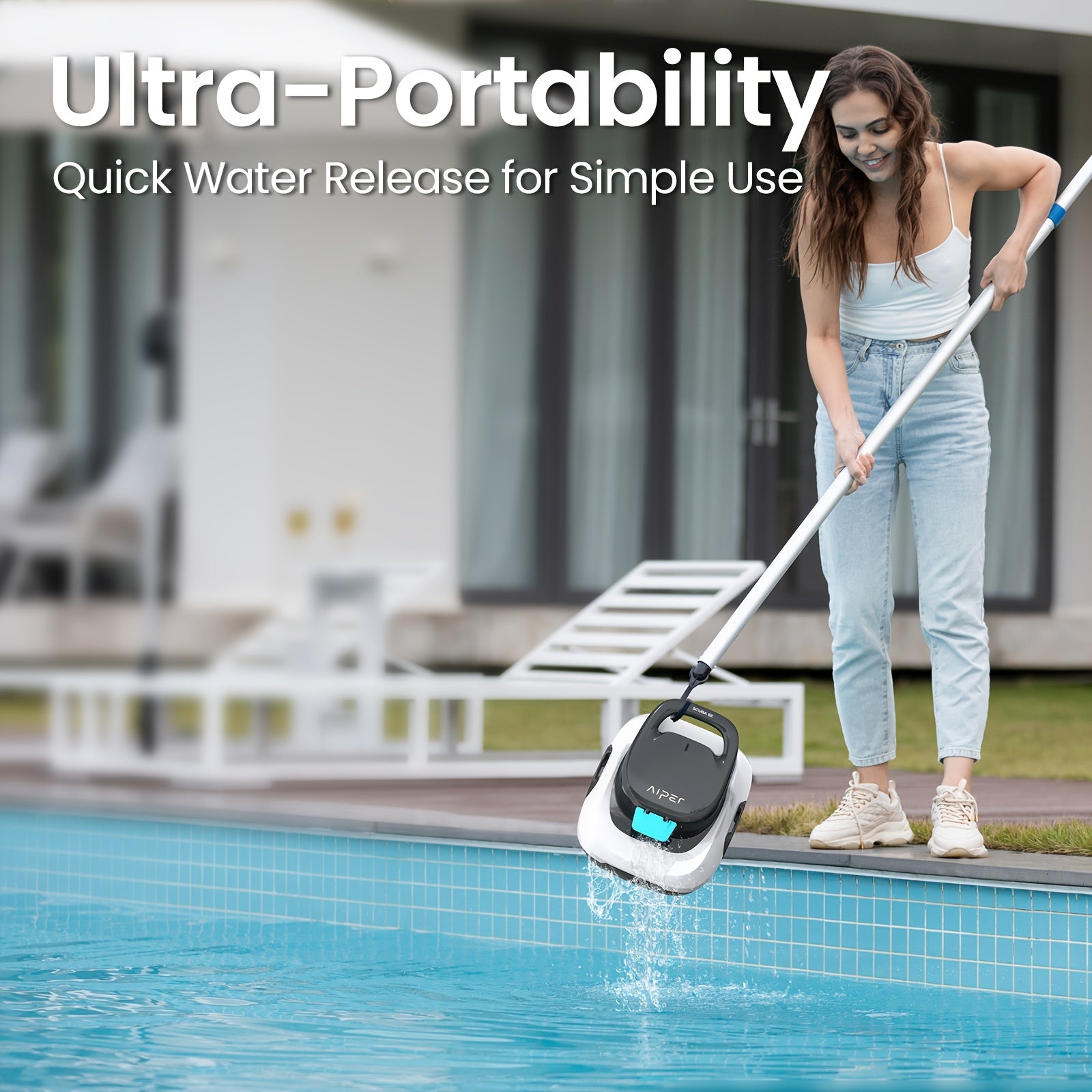 Refurbished AIPER Pool Cleaner Robot for Above Ground Flat Pools Up to 860 Sq.ft Cordless Pool Cleaner with 90-Min Runtime, Smart Self-Parking, Lightweight, Pool Vacuum Scuba SE