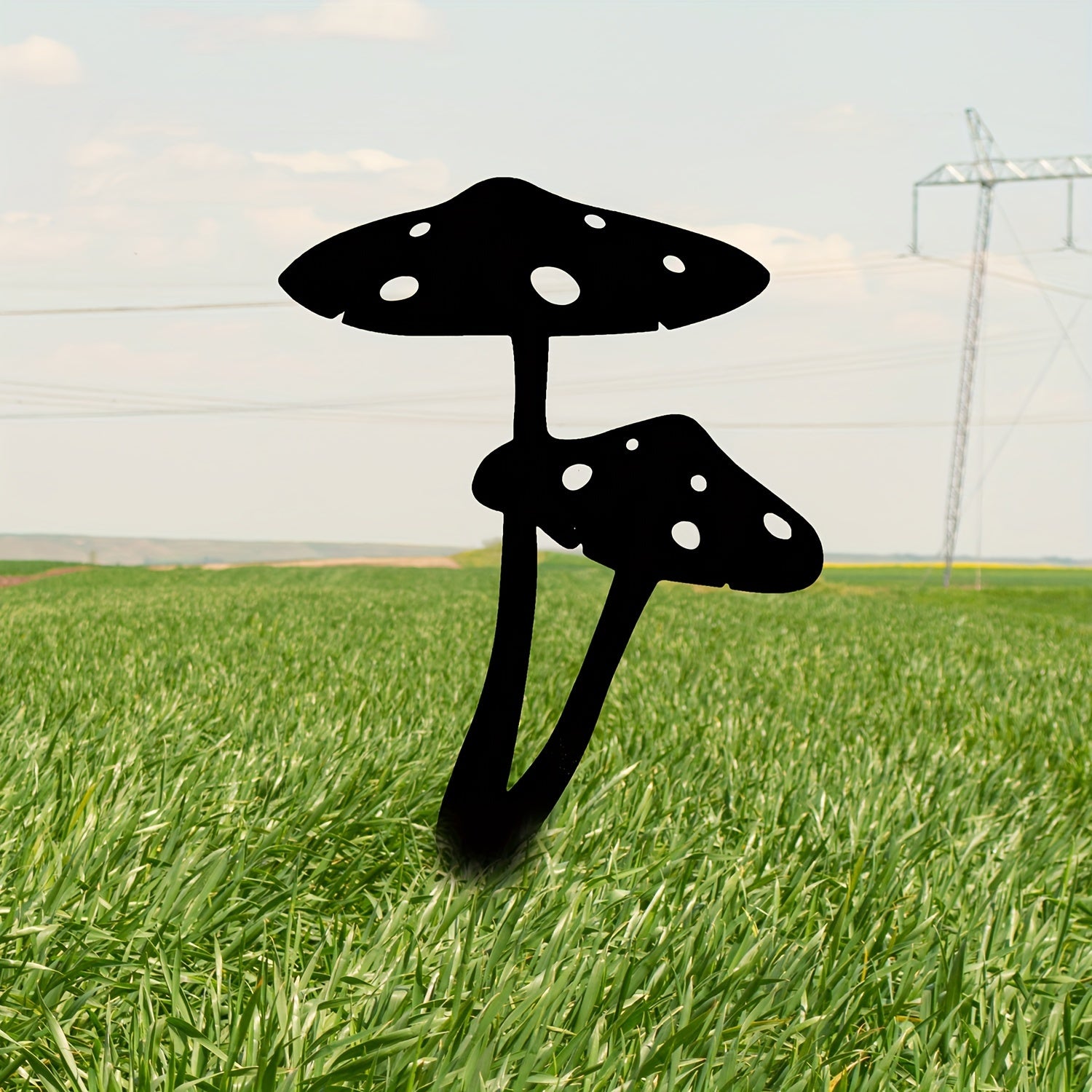 2pcs Metal Mushroom Garden Stakes, Metal Mushroom Silhouette Statue Decorations, Outdoor Decorative Garden Statue Stake, Garden Decor, Yard Decor, Lawn Decor