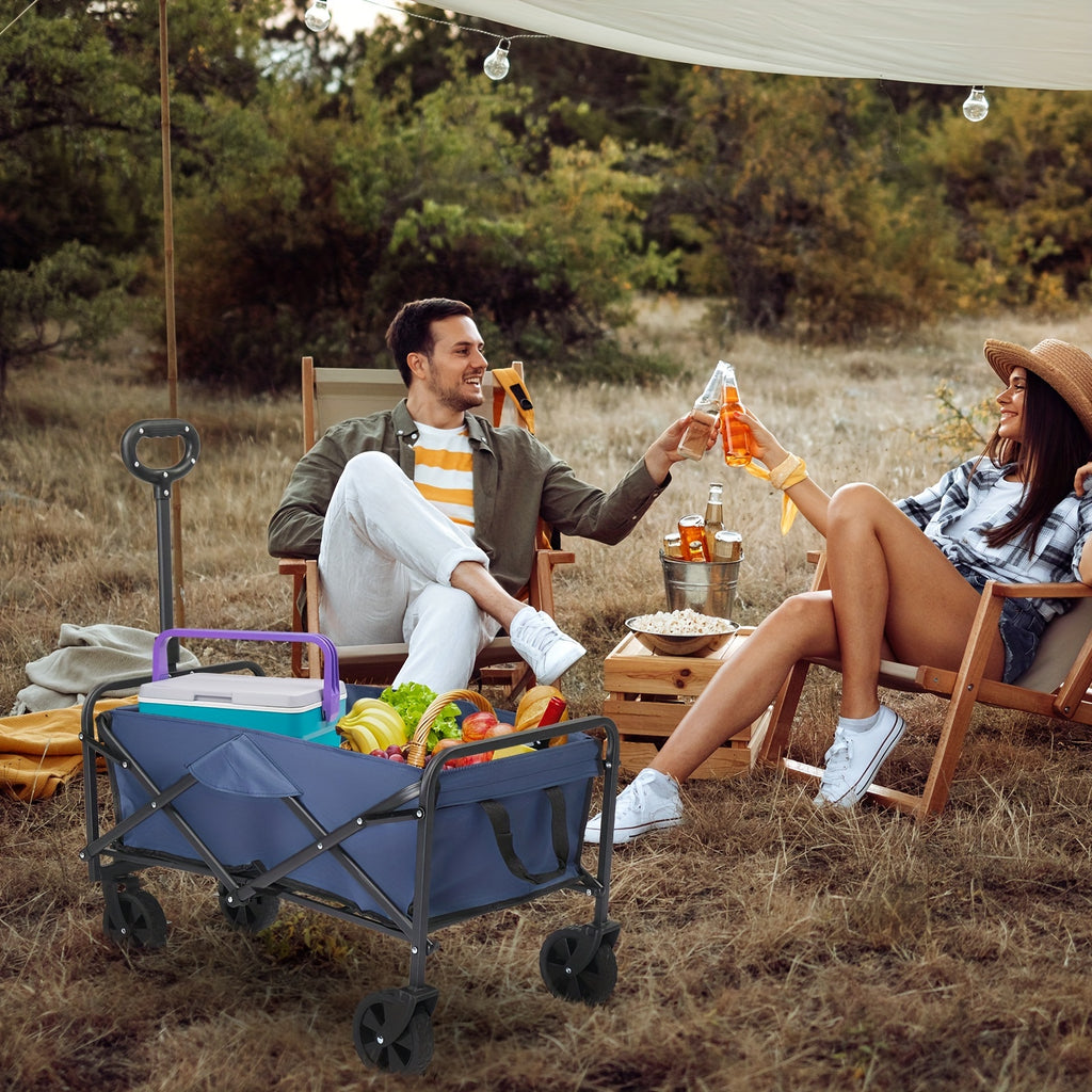 Collapsible Wagon, Beach Wagon with Big Wheels for Sand, Grocery Wagon All-Terrain Wheels Garden Grocery Wagon for Shopping, Park Picnic, Camping, Beach Trip