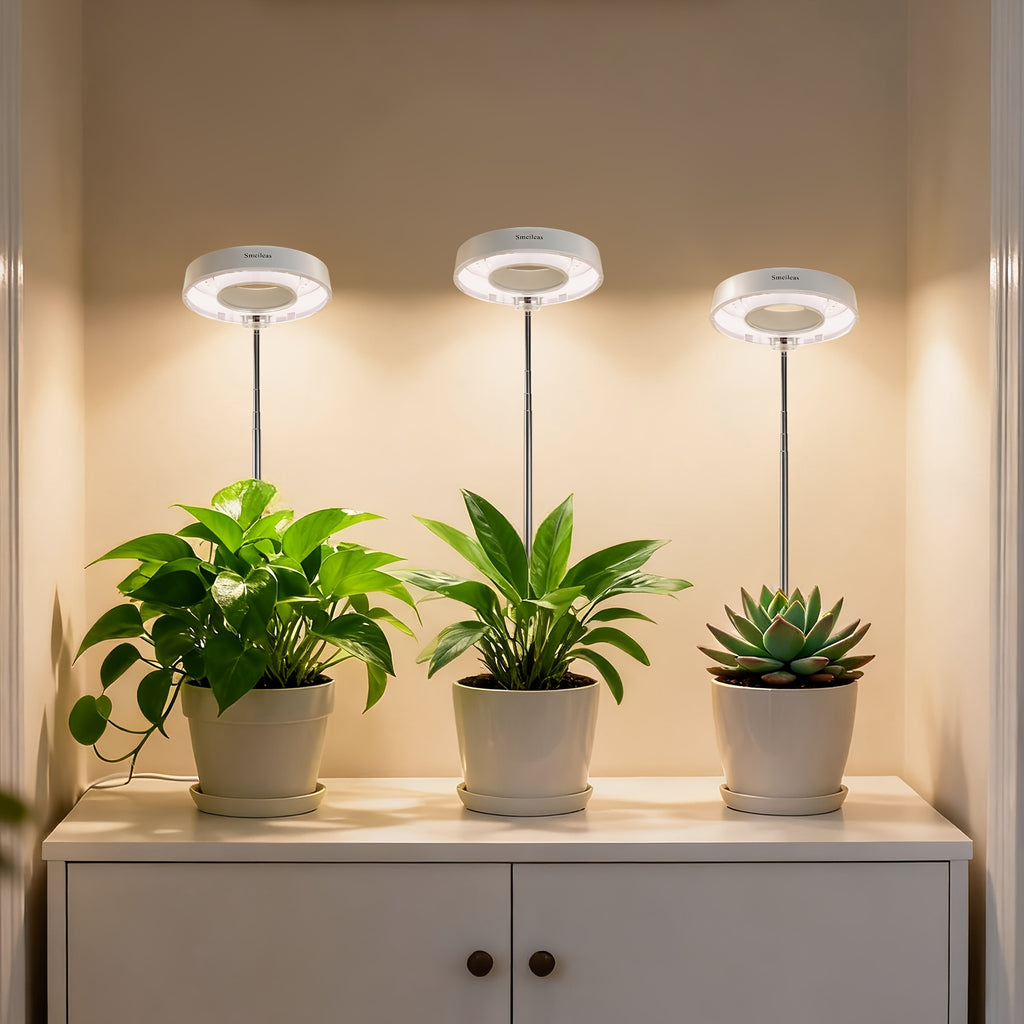 [3pcs Grow Light] Smeileas Adjustable Brightness Lamp, Full Spectrum Grow Light with Auto On/Off 3/6/9H Timer, Height Adjustable for Plant Enthusiasts, Indoor Gardening., Grow Light for Indoor Plants, Plant Growth Lamp, Plant Stand with Grow Lights