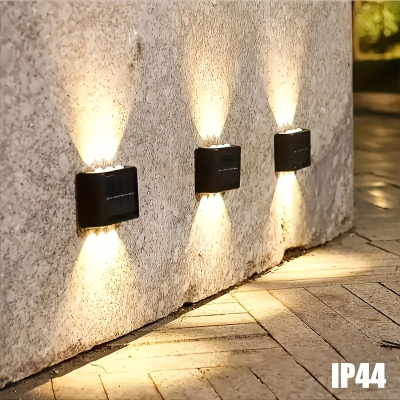 4/8 Packs | 6 LED Solar Up And Down Wall Sconces, Outdoor Decorative Wall Lamps, Home LED Landscape Lighting. Ideal for Yard, Villa, Fence, Patio And Garden. IP44