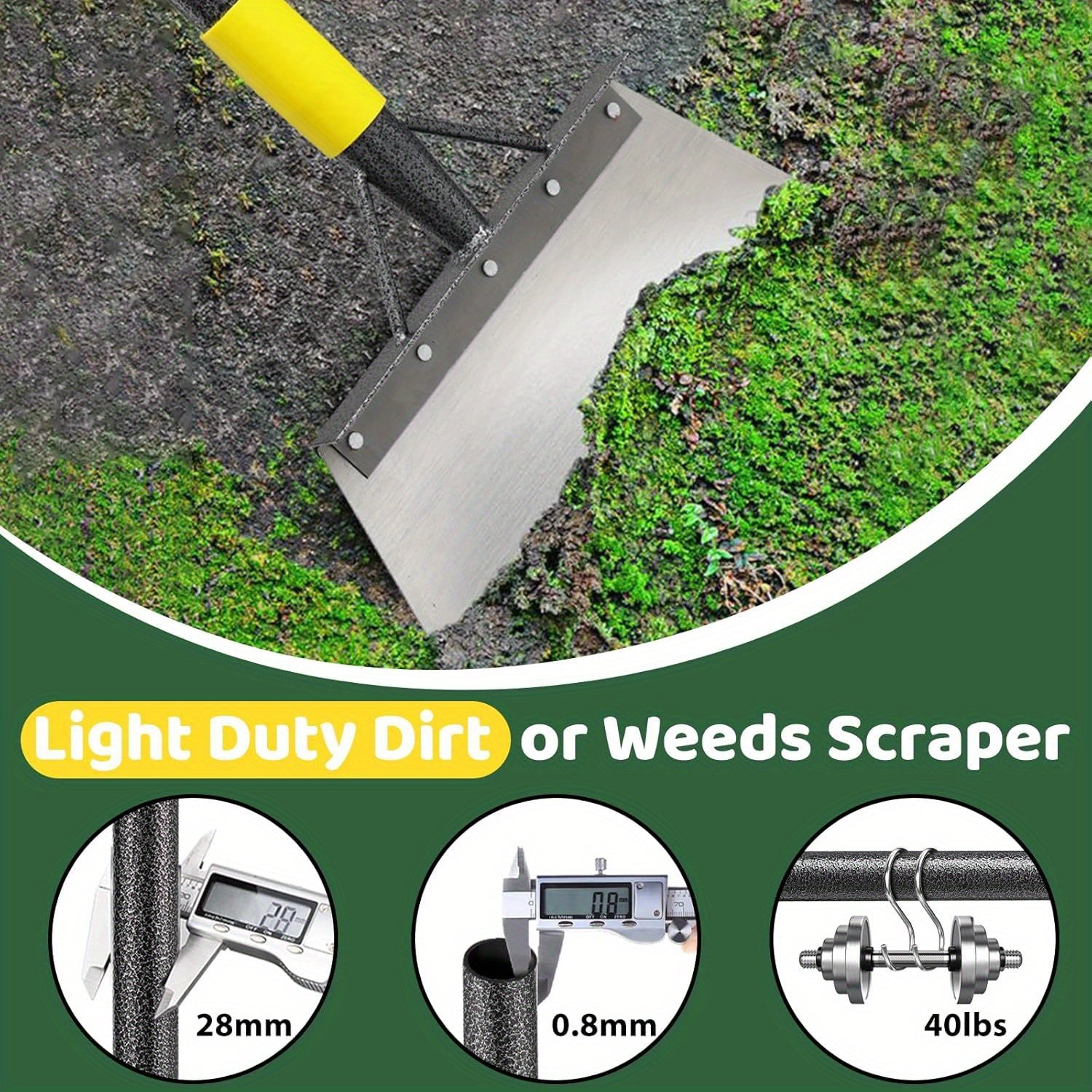 YEYEBEST Garden Flat Shovel Scraper, 60/74/88 Inch Long Multifunctional Garden Cleaning Shovel Available for Selection, Heavy Duty Floor Scraper Long Handle, Metal Weeding Scraper for Lawn Edging, Snow Ice Removal