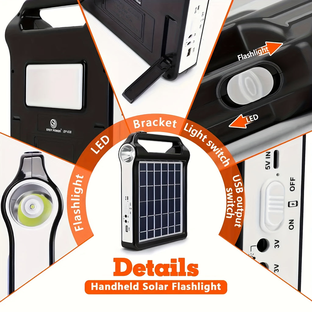 Portable Solar Panel Power Storage Generator System With USB Charger- Rechargeable Lithium Battery, 5V Solar Panel Energy Storage Ideal For Home Solar Energy Kit, Solar Charging, Solar Charging Kit Ideal Gift Tools For Men, Christmas Gifts