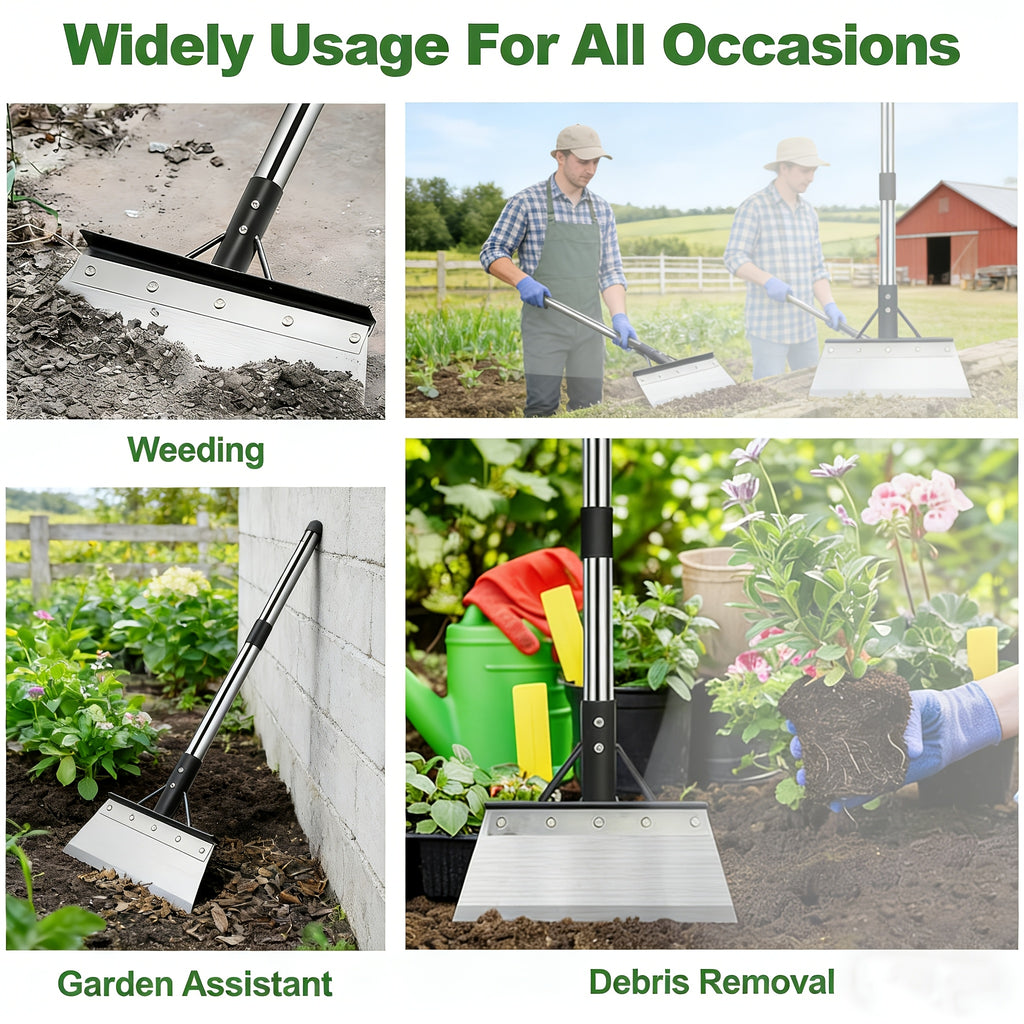 Heavy Duty Stainless Steel Multifunctional Garden Shovel - Adjust for Weeding, Lawn Edging, Digging, Snow/Ice Removal & Floor Scraping | Durable Outdoor/Indoor Spade & Scraper Tool