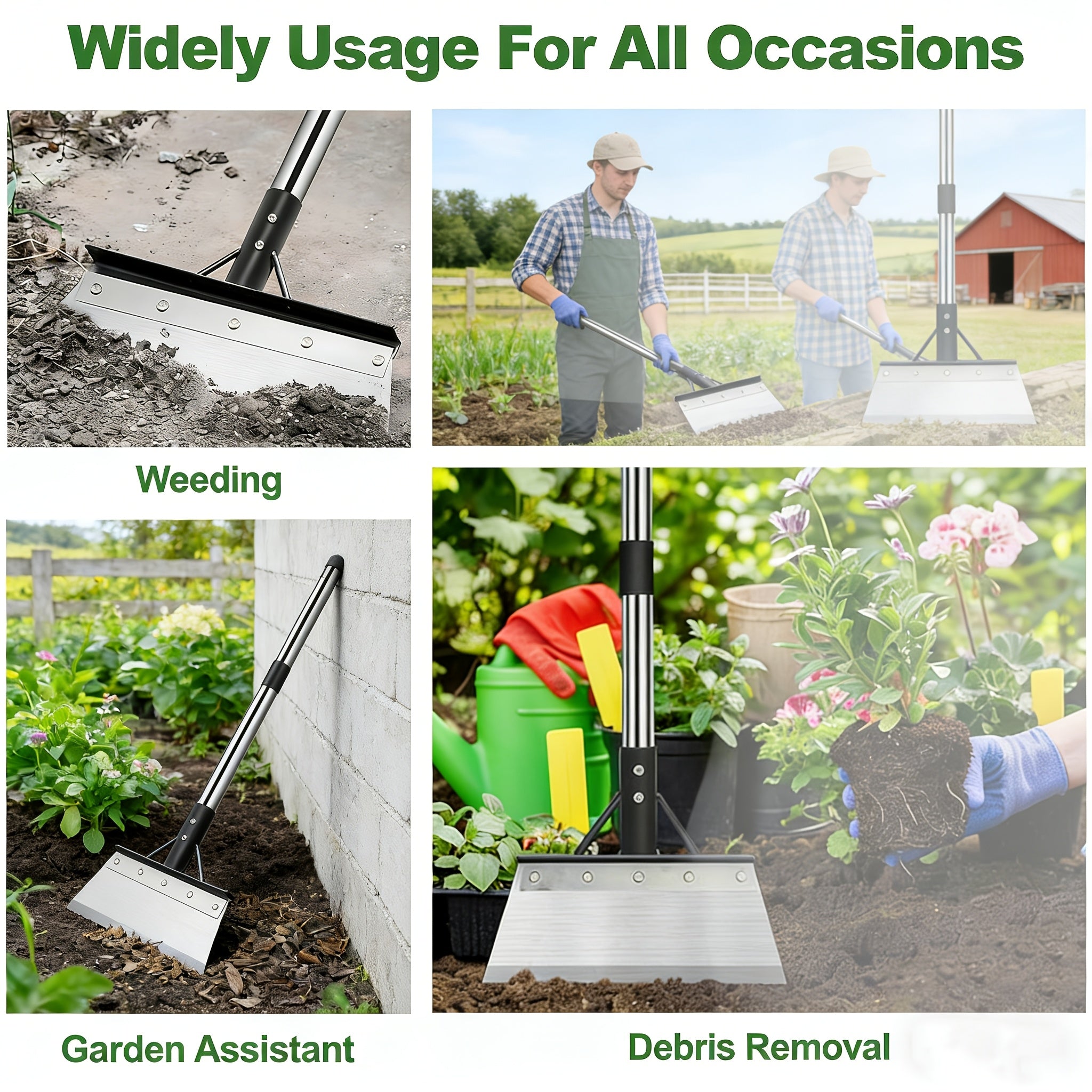 Heavy Duty Stainless Steel Multifunctional Garden Shovel - Adjust for Weeding, Lawn Edging, Digging, Snow/Ice Removal & Floor Scraping | Durable Outdoor/Indoor Spade & Scraper Tool
