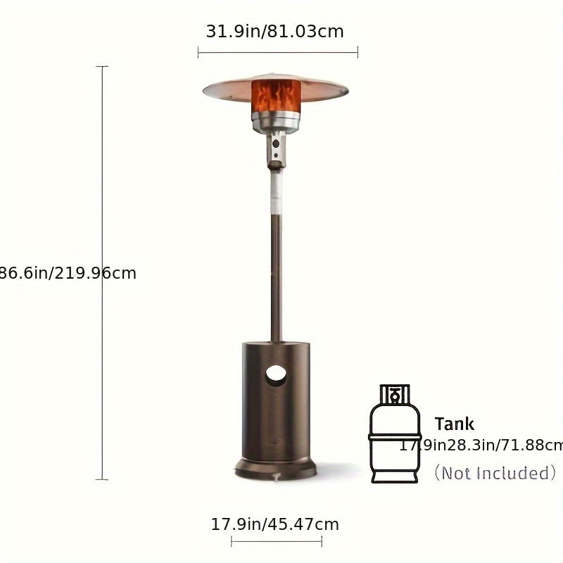 48, 000 BTU Bronze Outdoor Propane Patio Heater with Wheels | Commercial & Residential Use, Metal Tower, Radiant Heating, Freestanding, Includes Lighter Device