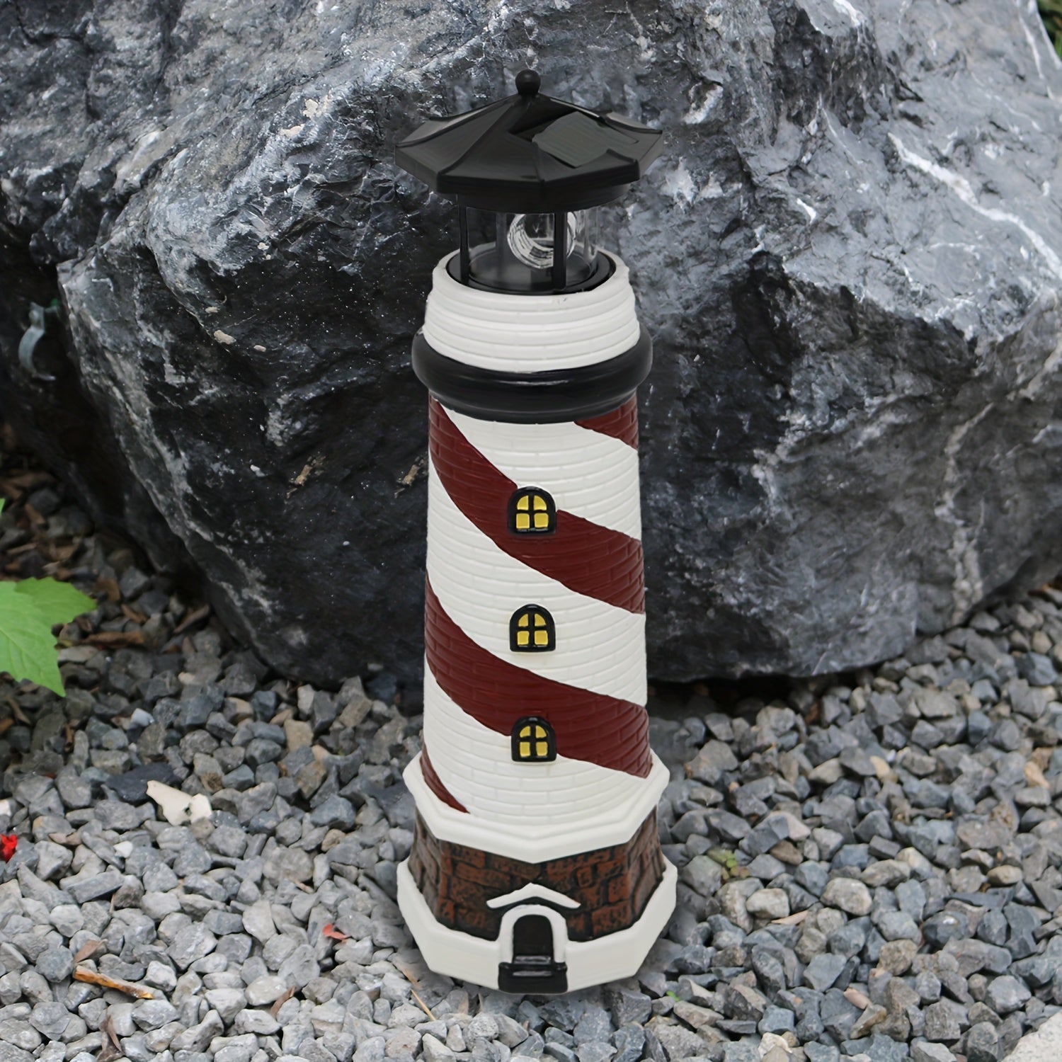 Outdoor Solar Lighthouse, 360 ° Rotating LED Solar Statue Light Step Light, Suitable for Garden, Yard, Lawn, Terrace Landscape Decoration Lighting