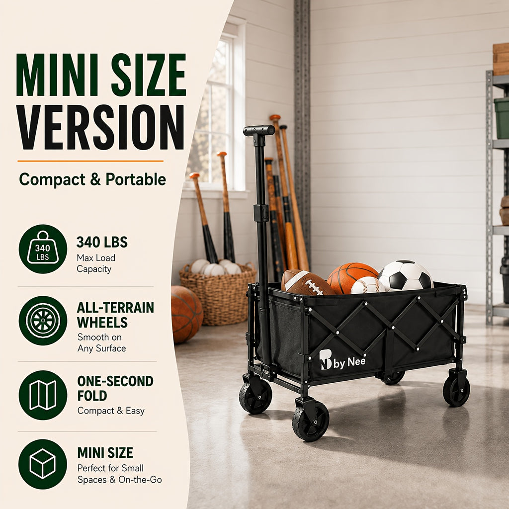 340lbs/440lbs/670lbs Heavy-Duty Large-Capacity -Terrain Folding Push Cart with Carbon Frame & Omni-Wheel Tires - Multi-Functional Portable Utility Cart Suitable for Camping, Gardening, Beach, Shopping, Tool Storage Rack, Sturdy Handle