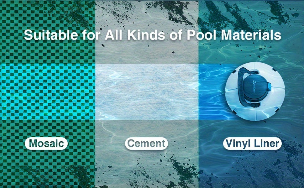 Swimming Pool Robot Vacuum Cleaner, Transparent Designed Pool Vacuum Cleaner with Strong Suction Power, Suitable for Flat Swimming Pools Over 35 Feet, Powerful And Long-Lasting