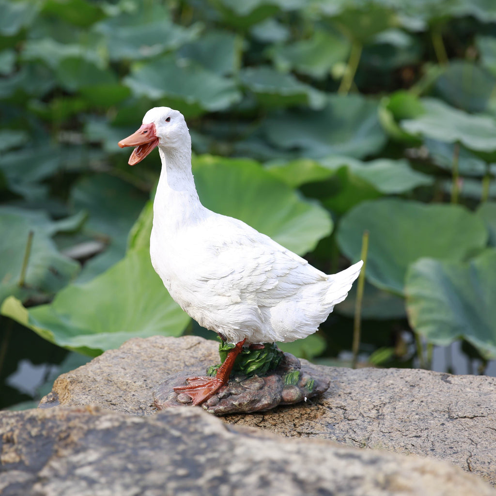 [Lifelike Resin Sculpture] Large White Duck Statue - 17. 3" Lifelike Resin Bird Sculpture for Garden, Patio & Home Decor - Perfect for Outdoor Spaces, for Spring
