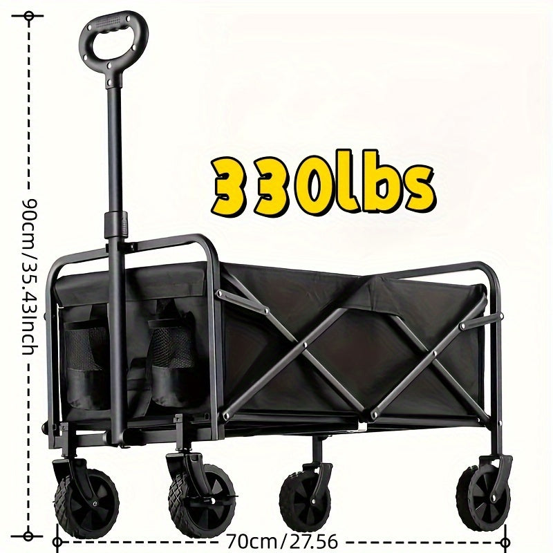 Car Portable Folding Station Wagon - Folding, Heavy Duty Wheels, Multi-functional for Beach, Camping & Grocery Shopping -  Can Carry 330lbs - For Outdoor Enthusiasts & Families