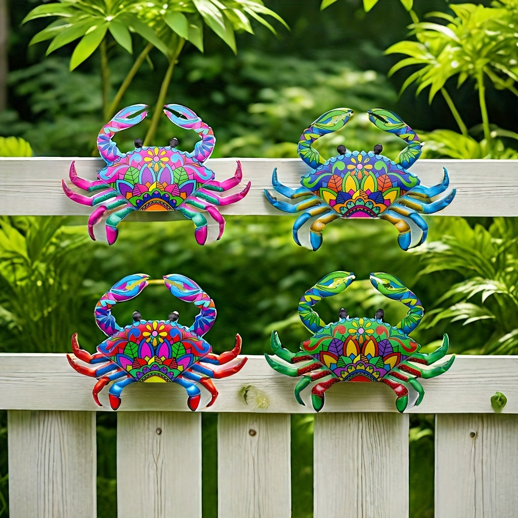4pcs Metal Crab Wall Decoration Set - Cute Metal Crab Wall Art Decorate Patio, Garden, Hallway, Living Room, Terrace