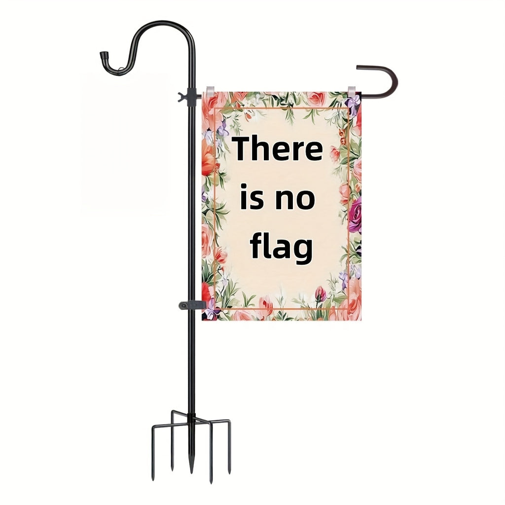 Garden Flag Holder Stand And Shepherds Hooks, 48 Inch Height with 1/2 Thick Metal Pole-Outdoor Lawn Yard Stake for Small, Garden Flag Stand for Outside, Garden Flag Pole Clips, Garden Flag Pole, Garden Decoration, Outdoor Decor, Sturdy Design