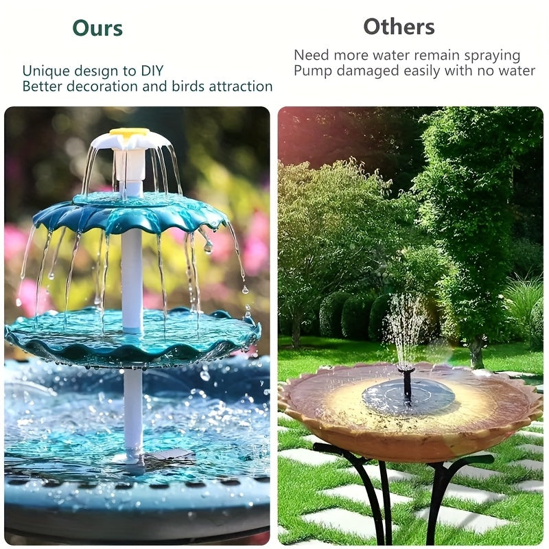 Solar Fountain, Water Feature Decoration, 6.5W Solar Fountain Pump, IPX8 Solar Water Fountain, Three-layer Dark Green Solar Water Fountain with Flowing Water, for Courtyard Decoration, Aquarium, Corridor, Lawn, Bird Bath