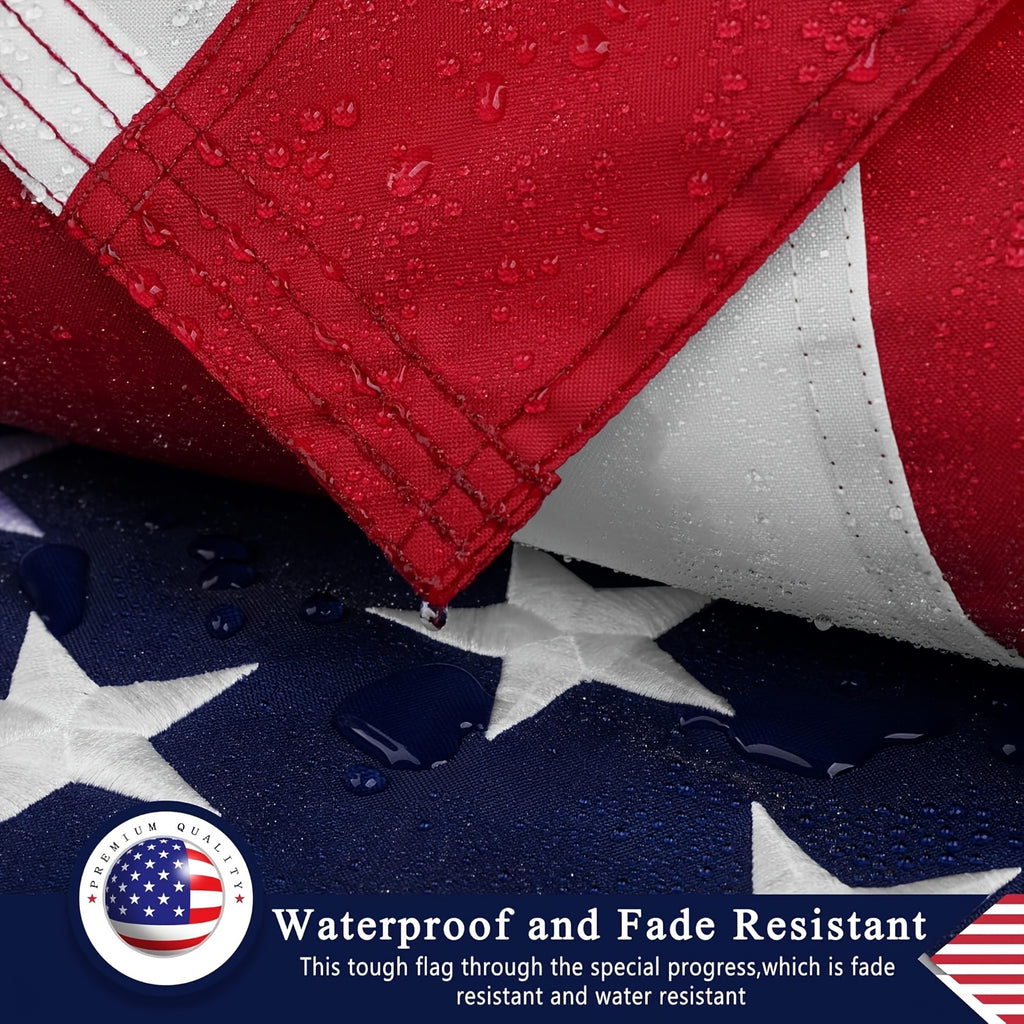 3x5 Feet American Flag | 210D/420D Heavy Duty Nylon, Fade Resistant and, with Embroidered Stars, Sewn Stripes, Brass Grommets, 304 Stainless Steel Hooks - SOTOPOO