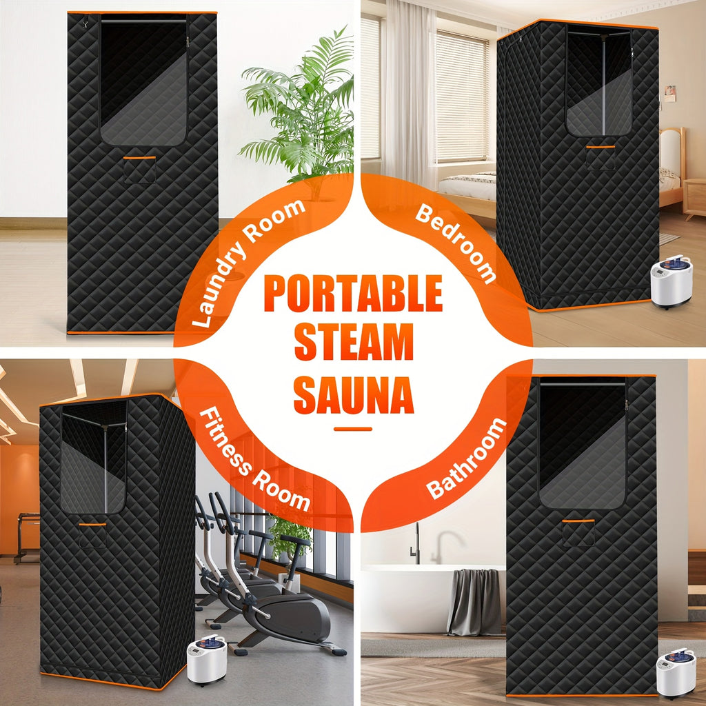 Portable Steam Sauna, Portable Sauna For Home, Sauna Tent Sauna Box With 101.44oz Steamer, Remote Control, Folding Chair, 9 Levels, 2.6' X 2.6' X 5.9'