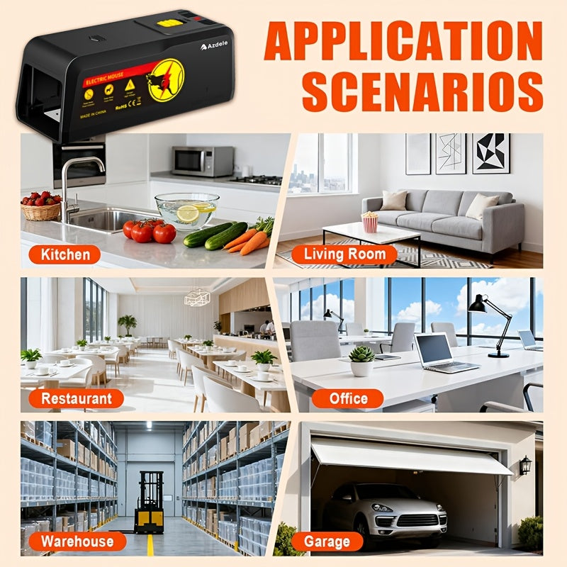 AZDELE Electric Mouse Trap, Suitable for Indoor And Outdoor Use, Reusable, 2800V Instantly Kilmice, Effectively Controls Pests, And Provides Quick Extermination. Suitable for Homes, Living Rooms, Kitchens, Garages, Yards, Etc.