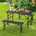 LIFEZEAL Outdoor Table And Bench Set, Portable Picnic Table Set with Two Benches, Durable HDPE Tabletop for All Weather, Robust Metal Frame, Spacious Picnic Table for Four People Non-Food Direct Contact
