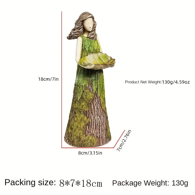 [Resin Garden Ornaments] Fairy Tale Forest Girl Bird Feeder Resin Crafts Outdoor Garden Statues Courtyard Lawn Decoration Resin Ornaments