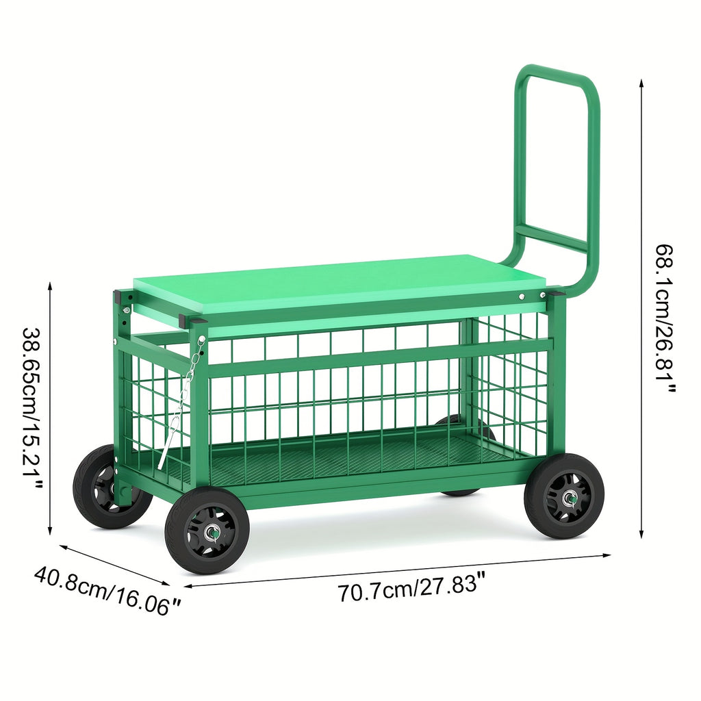 Wheeled Garden Work Seat Cart, Upgraded Heavy-Duty Gardening Cart with Seat, Two-Sitting Positions Garden Cart, Gardening Tool Storage, Ergonomic Design, No Electricity Needed, Suitable for Gardening Workers and Enthusiasts, Middle-Aged and Elderly, Men,