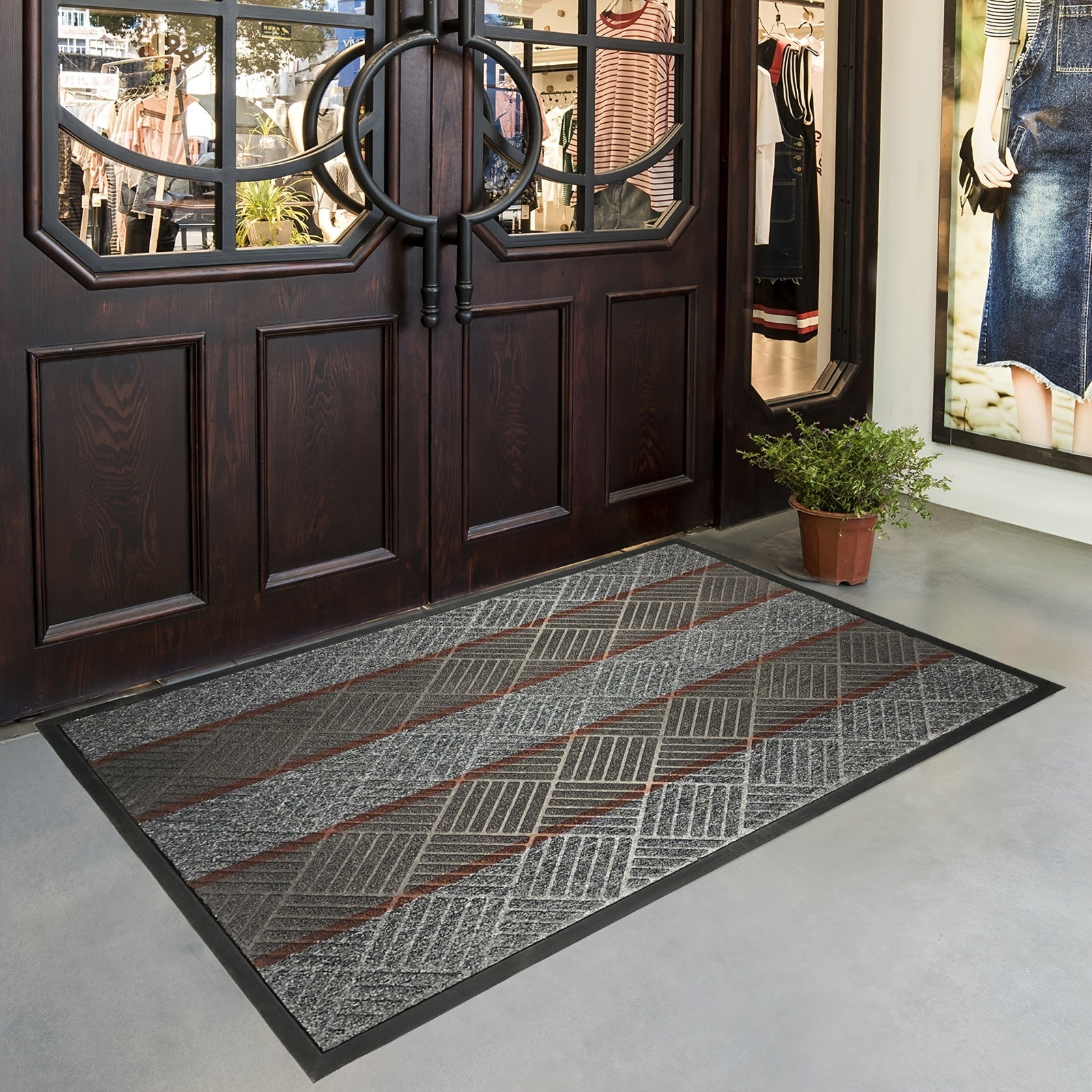 1pc Vennocci Sturdy Outdoor Door Mats with Non-Slip Rubber Backing, Ideal for Scraping Shoes, Welcome Mat for Entryway