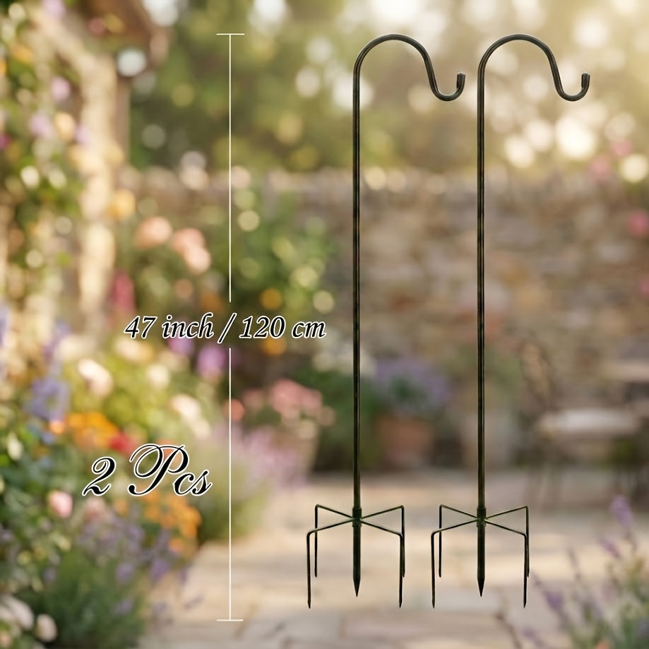 Shepherd Hooks for Outdoor, 2/4 Pack 63 Inch Bird Feeder Pole with 5 Prongs Base for Hanging Lantern, Hummingbird Feeder, Lightweight Plant, Shepherds Hook for Bird Feeders for Outside