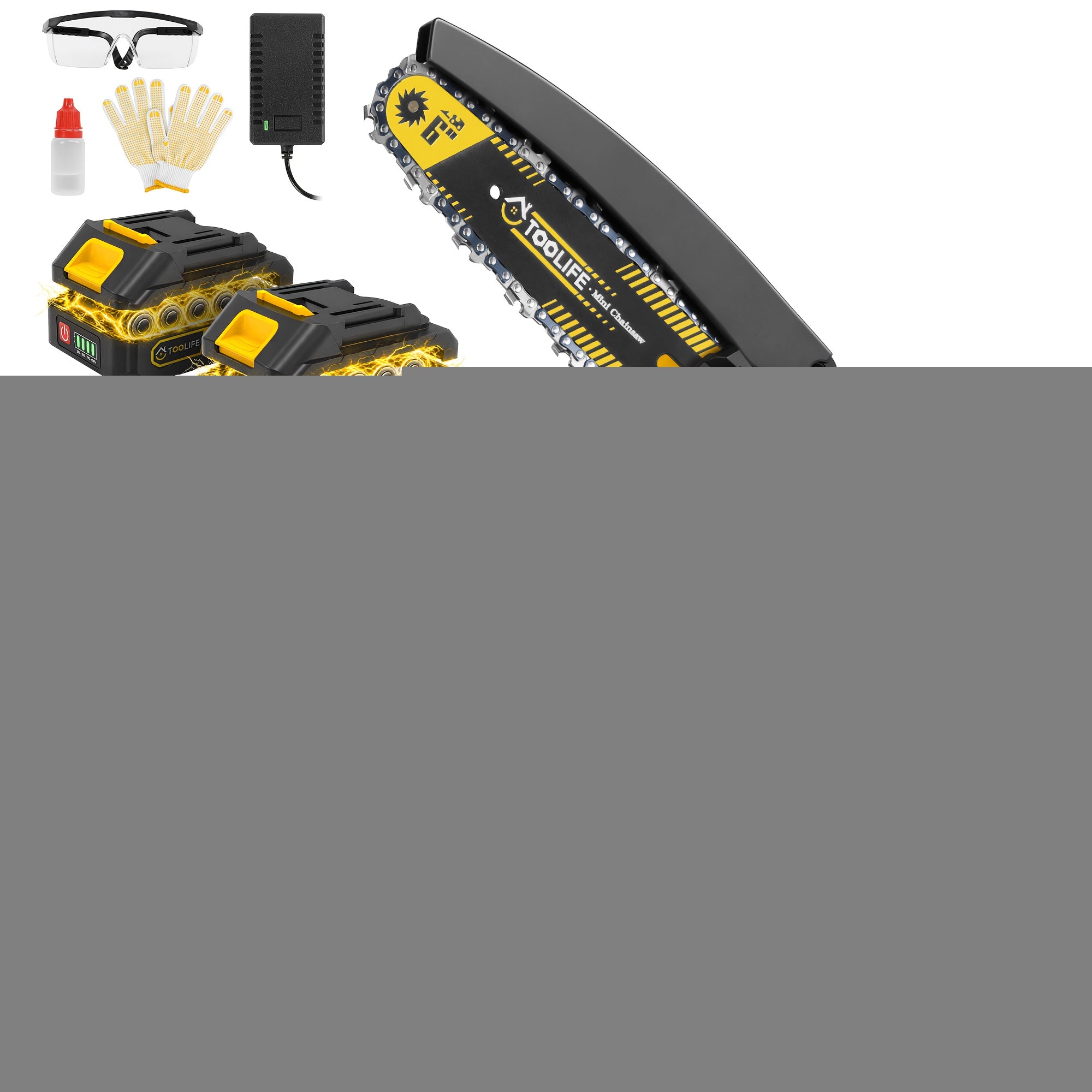 Cordless Mini Chainsaw, 6 Inch Handheld Electric Chainsaw, Portable Power Chainsaw with 1/2 Rechargeable Batteries & Toolbox, for Tree Trimming, Wood Cutting & Garden Yard Work